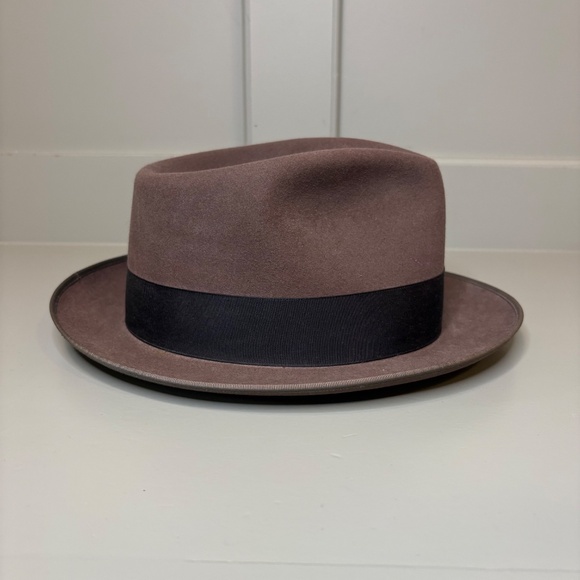 Vintage 1950s Creighton Fedora Classic Style Brown with Black Band Long Oval - Picture 2 of 7